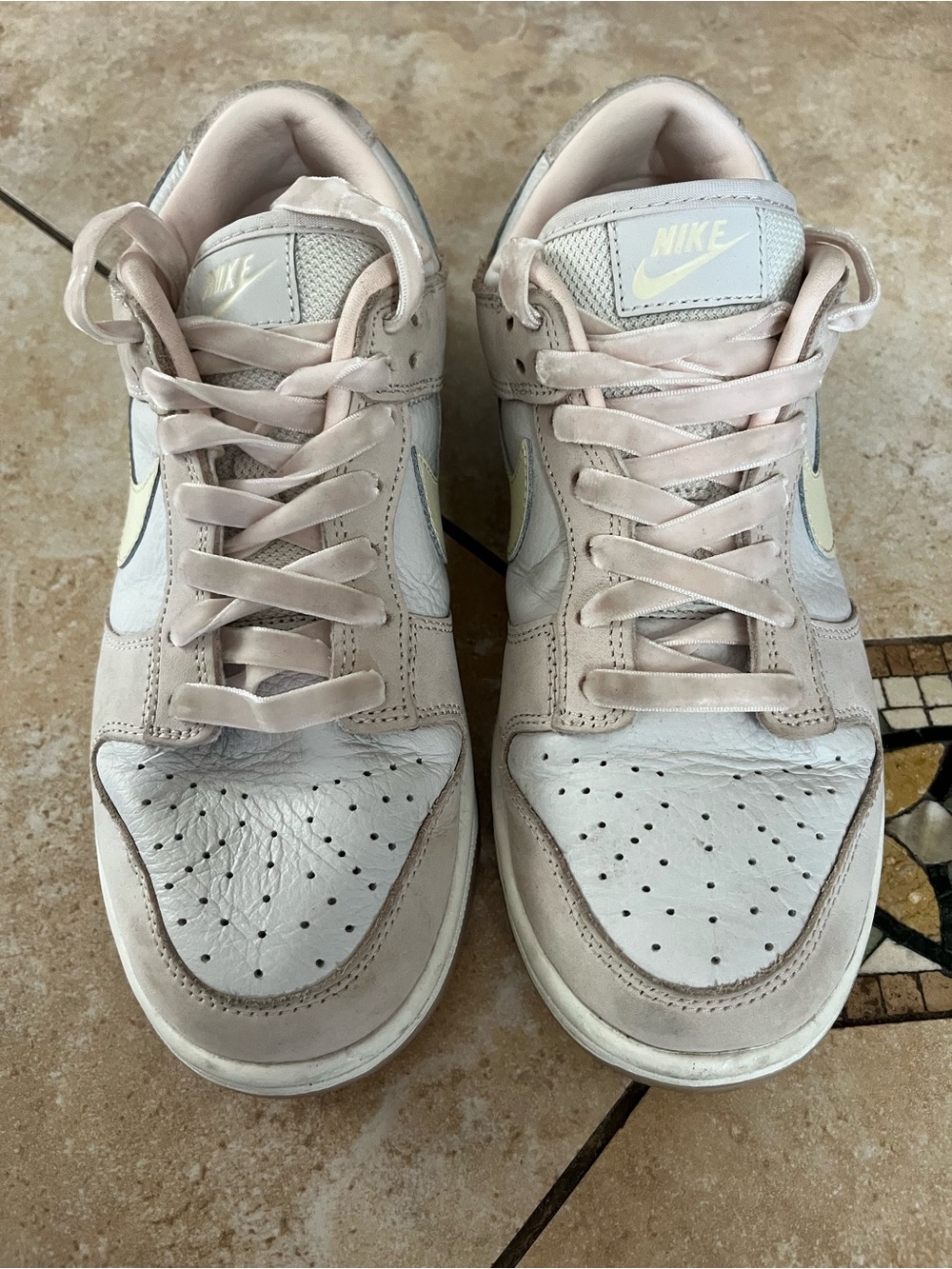 Nike Low-Top Sneakers in Pale Pink, White & Pale Yellow